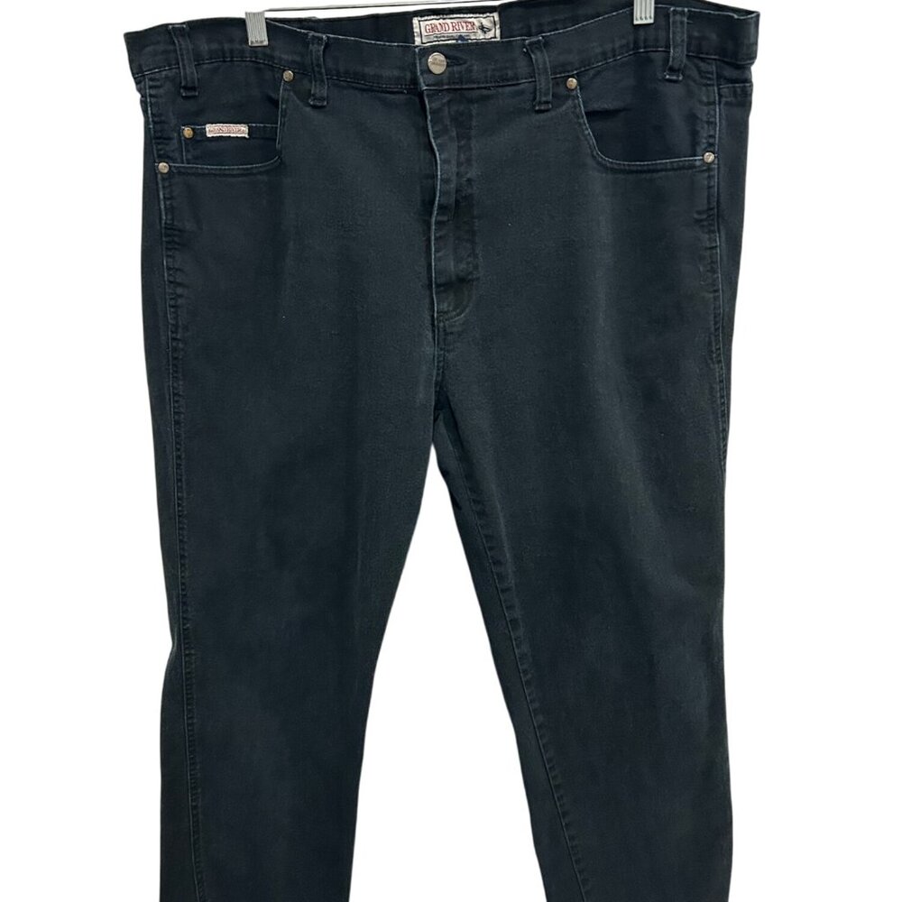 Grand River Mens Black Premium Quality Stretch Jeans Size 46x30 Relaxed Classic